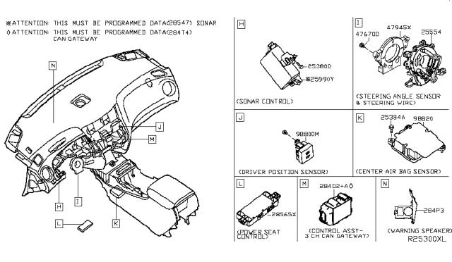 2017 Nissan Pathfinder Sensor-Side AIRBAG Center Diagram for 98820-9PB9A