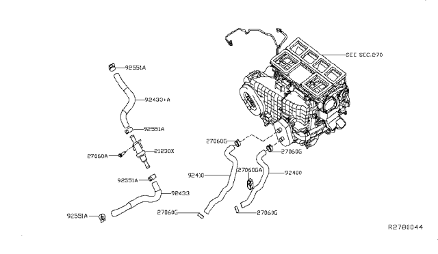 2016 Nissan Pathfinder Hose-Heater,Outlet Diagram for 92410-3JA0A
