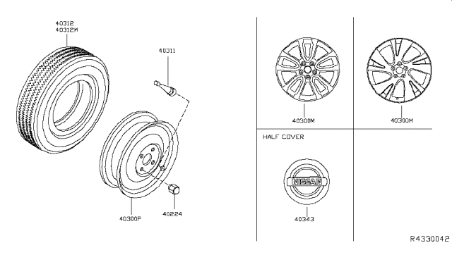 2014 Nissan Pathfinder Aluminum Wheel Diagram for 40300-3JA2B