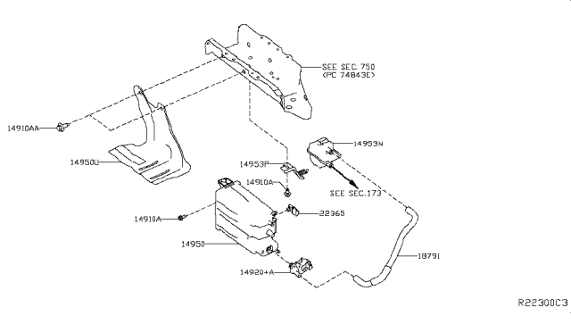 2015 Nissan Pathfinder Tray CANISTER Diagram for 14954-9NB0A
