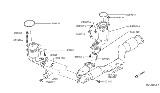 2013 Nissan Pathfinder Catalyst Converter,Exhaust Fuel & URE In Diagram