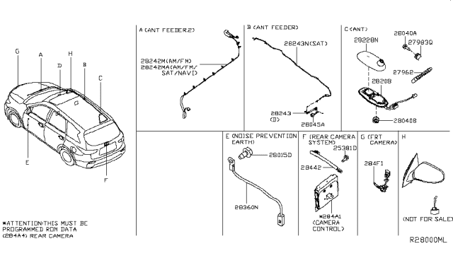 2019 Nissan Pathfinder Antenna Assy-Roof Diagram for 28208-9NP0A