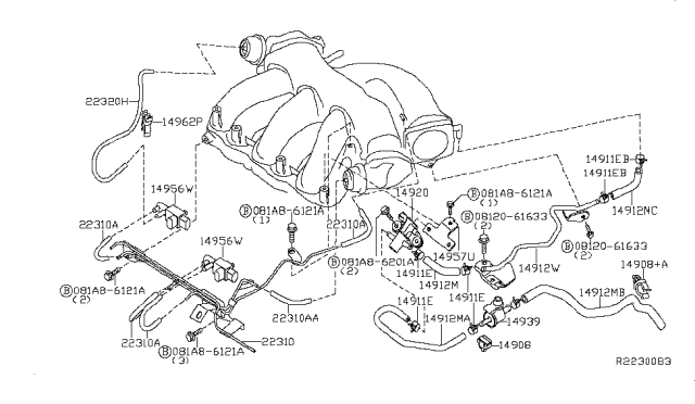 2014 Nissan Pathfinder Engine Control Vacuum Piping Diagram 3