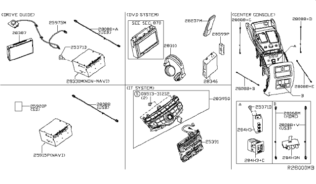2019 Nissan Pathfinder Connector-Auxiliary Audio System Diagram for 284H3-9FT1A