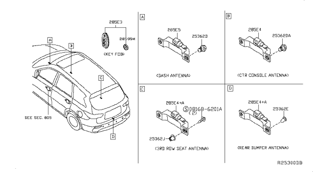 2015 Nissan Pathfinder Switch Assy-Smart Keyless Diagram for 285E3-3KL4A