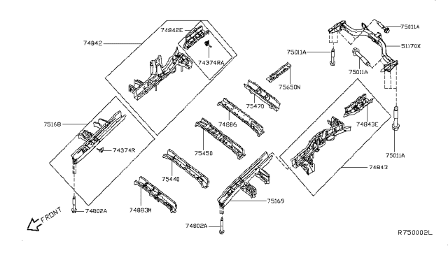 2015 Nissan Pathfinder Member Assy-Cross,7th Diagram for G5470-3JAMA
