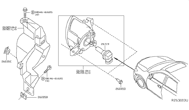 2014 Nissan Pathfinder Bracket-Fog Lamp,LH Diagram for 26915-3JA0A