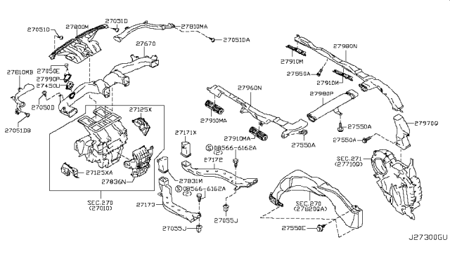 2011 Nissan Quest Duct-Foot, Center Diagram for 27836-1JA0A