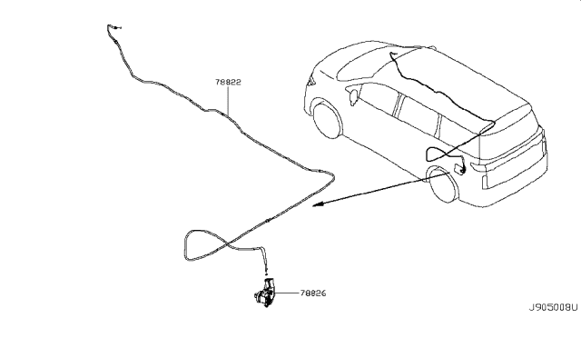 2014 Nissan Quest Cable-Assembly Fuel Opener Diagram for 78822-1JA0A