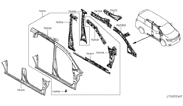 2013 Nissan Quest Body - Front Side, Outer RH Diagram for G6032-1JAMA