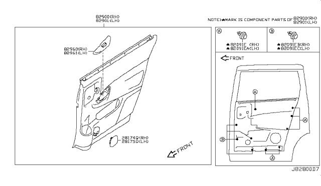 2014 Nissan Quest Rear Door Trimming Diagram 2
