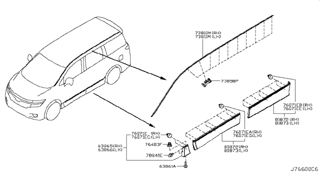 2011 Nissan Quest MOULDING-Slide Door, LH Diagram for 82871-1JB1A