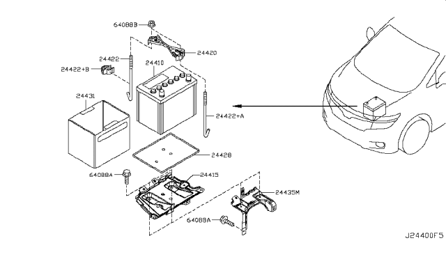 2013 Nissan Quest Cover-Battery Diagram for 24431-0W700