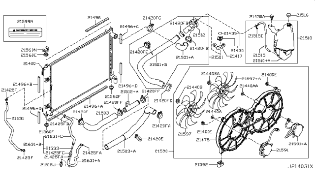 2013 Nissan Quest Fan Assembly-Radiator Cooling Diagram for 21486-JG30A