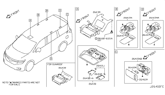 2012 Nissan Quest Lamp Assembly Map Diagram for 26430-1JB1A