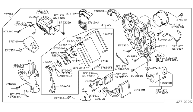 2012 Nissan Quest EVAPORATOR Assembly - Rear Diagram for 27411-CN000