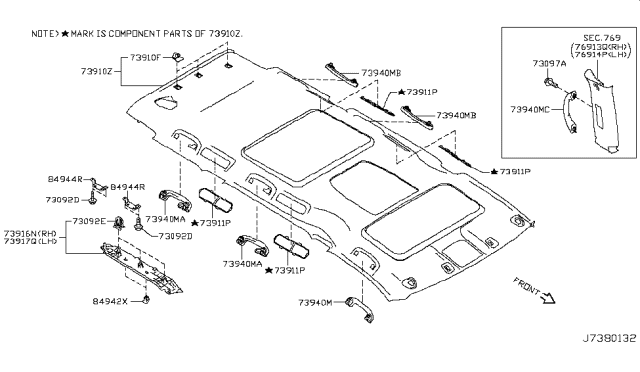 2013 Nissan Quest Grip Assembly-Assist Diagram for 73940-1JA2A