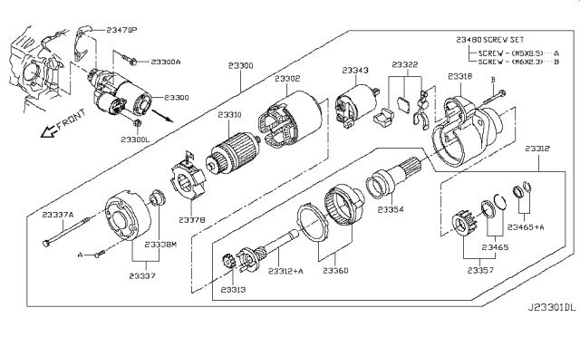 2015 Nissan Quest Pinion Assy Diagram for 23312-JA10B