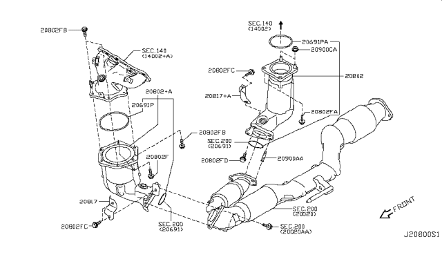 2016 Nissan Quest Three Way Catalytic Converter Diagram for B08A3-3GP0A