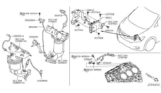 2011 Nissan Quest Engine Control Module Diagram for 23710-1JA3A