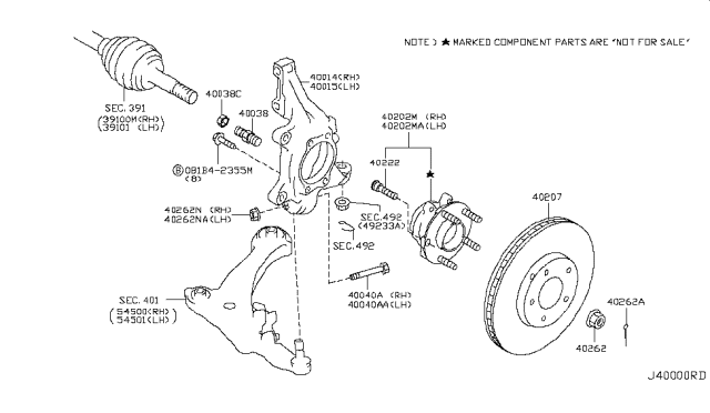 2014 Nissan Quest Rotor Disc Brake Front Diagram for 40206-3WS1B