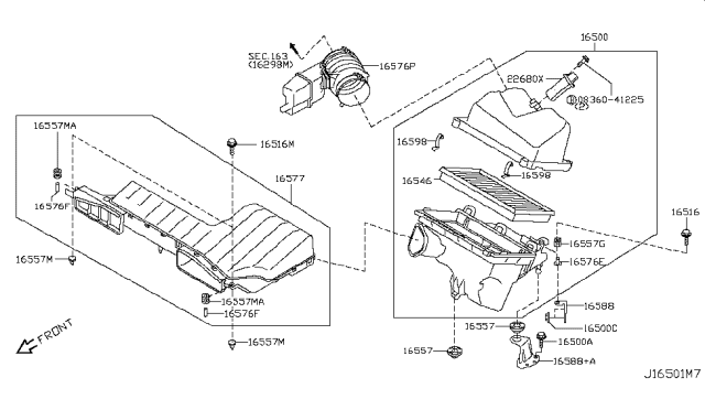 2014 Nissan Quest Bracket-Resonator Diagram for 16588-1AA0B