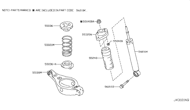 2015 Nissan Quest Rear Spring Seat-Rubber Diagram for 55050-9W20A