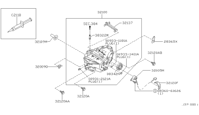2000 Nissan Maxima Transmission Case & Clutch Release Diagram 2
