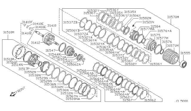 2002 Nissan Maxima Plate-Retaining,Forward Clutch Diagram for 31537-80X76