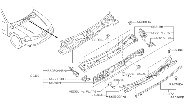 2002 Nissan Maxima Air Box Assembly Diagram for 66100-4Y930