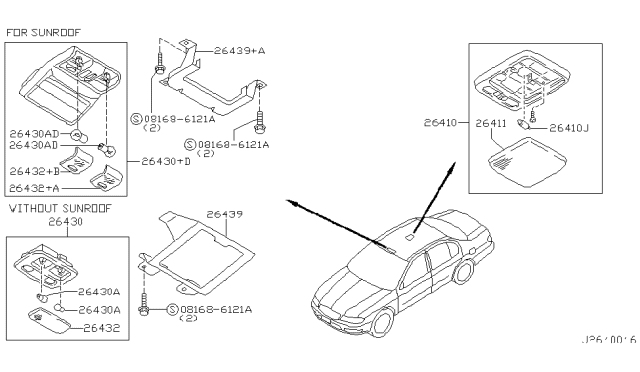 2003 Nissan Maxima Lamp Assembly-Map Diagram for 26430-5Y703