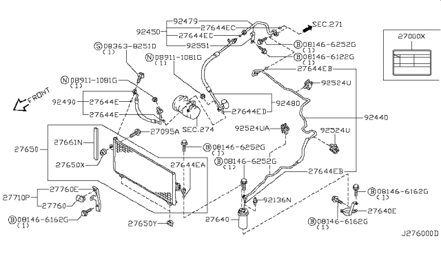 2001 Nissan Maxima CONDENSER ASY Diagram for 92110-2Y900