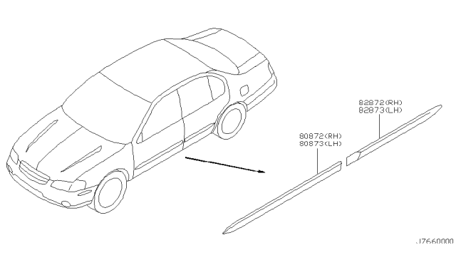 2001 Nissan Maxima Moulding-Rear Door,LH Diagram for 82871-5Y765