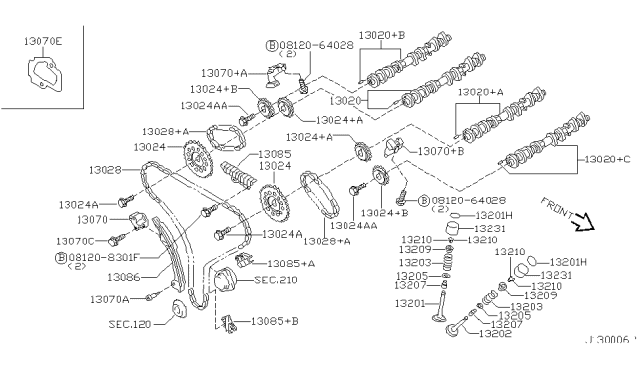 2001 Nissan Maxima Tensioner Assy-Chain Diagram for 13070-31U15