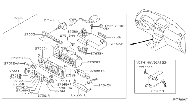 2002 Nissan Maxima Control Assembly Diagram for 27500-5Y700