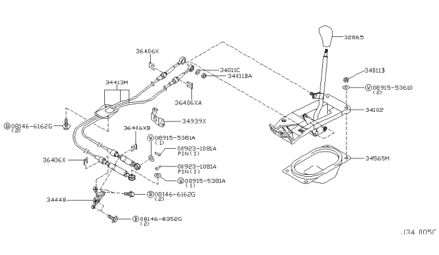 2003 Nissan Maxima Transmission Control Device Assembly Diagram for 34101-5Y700