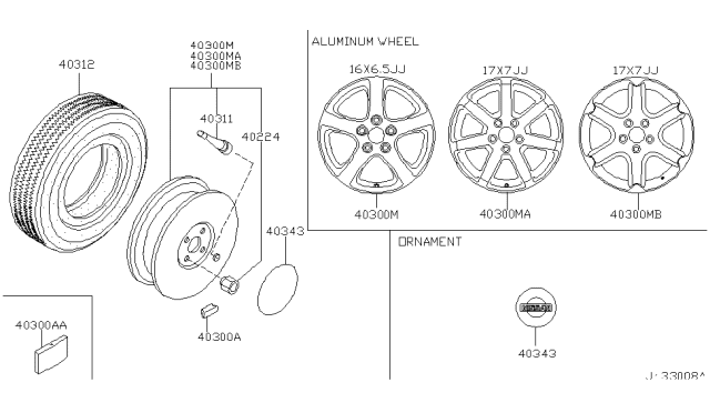 2003 Nissan Maxima Road Wheel & Tire Diagram 2