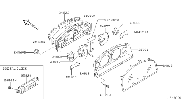 2001 Nissan Maxima Circuit Assembly Printed W/O ODO & Trip Diagram for 24814-2Y902