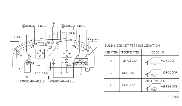 2001 Nissan Maxima Socket & Bulb Assy Diagram for 24860-C9900