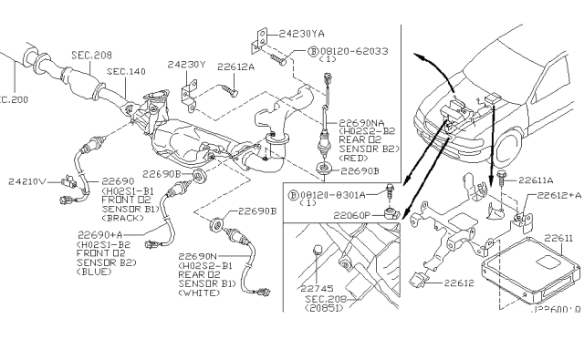 2000 Nissan Maxima Engine Control Module Diagram for 23710-3Y100