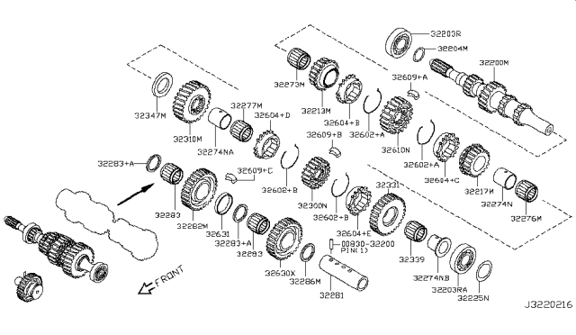 2002 Nissan Maxima Bearing-Needle,Input Gear 6TH Diagram for 32339-8H500