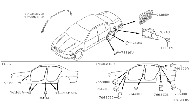 2001 Nissan Maxima Body Side Fitting Diagram 1