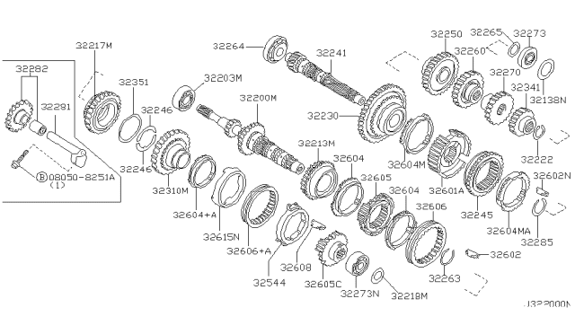 2002 Nissan Maxima Gear Assembly-2ND Diagram for 32251-3A010