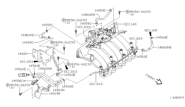 2000 Nissan Maxima Pipe Assy-Air Gallery Diagram for 22310-2Y906