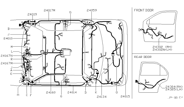 2000 Nissan Maxima Harness Assembly-Main Diagram for 24010-4Y962