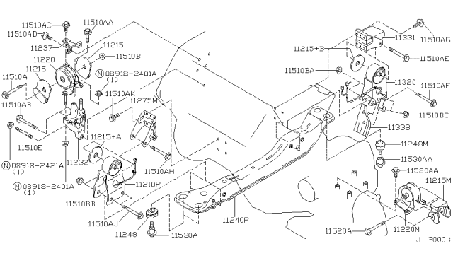 2003 Nissan Maxima Member Assy-Engine Mounting Diagram for 11240-2Y000