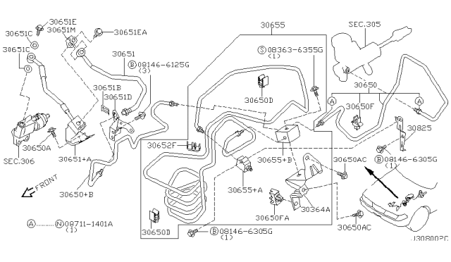2000 Nissan Maxima Tube Assy-Clutch Diagram for 30851-2Y900