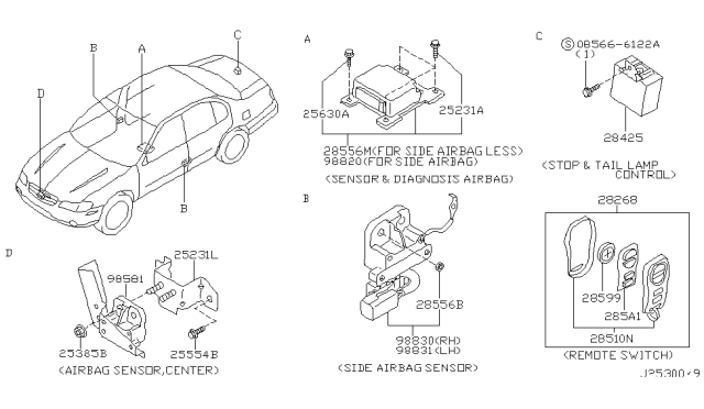 2003 Nissan Maxima Sensor Assy-Stop & Tail Lamp Diagram for 28425-5Y700