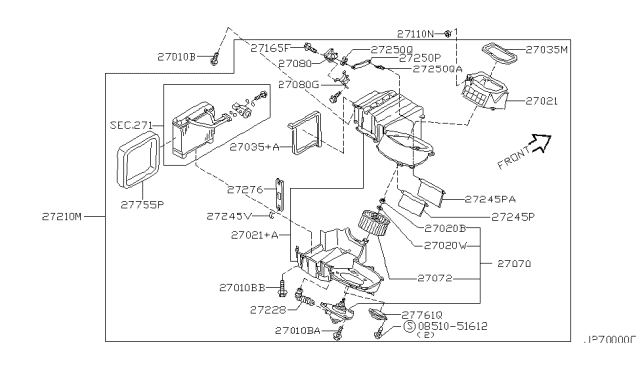 2001 Nissan Maxima Heater & Blower Unit Diagram 1