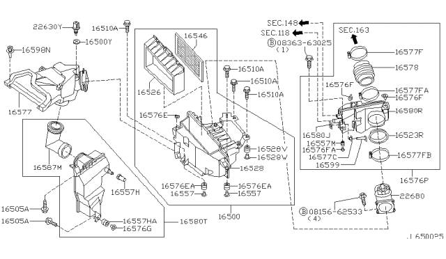 2001 Nissan Maxima Rubber-Mounting Diagram for 14746-30P00